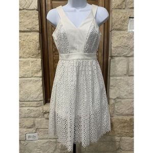 Leifsdotter Anthropologie Women’s Lila White Cotton Eyelet Sun Dress Size 0P EUC